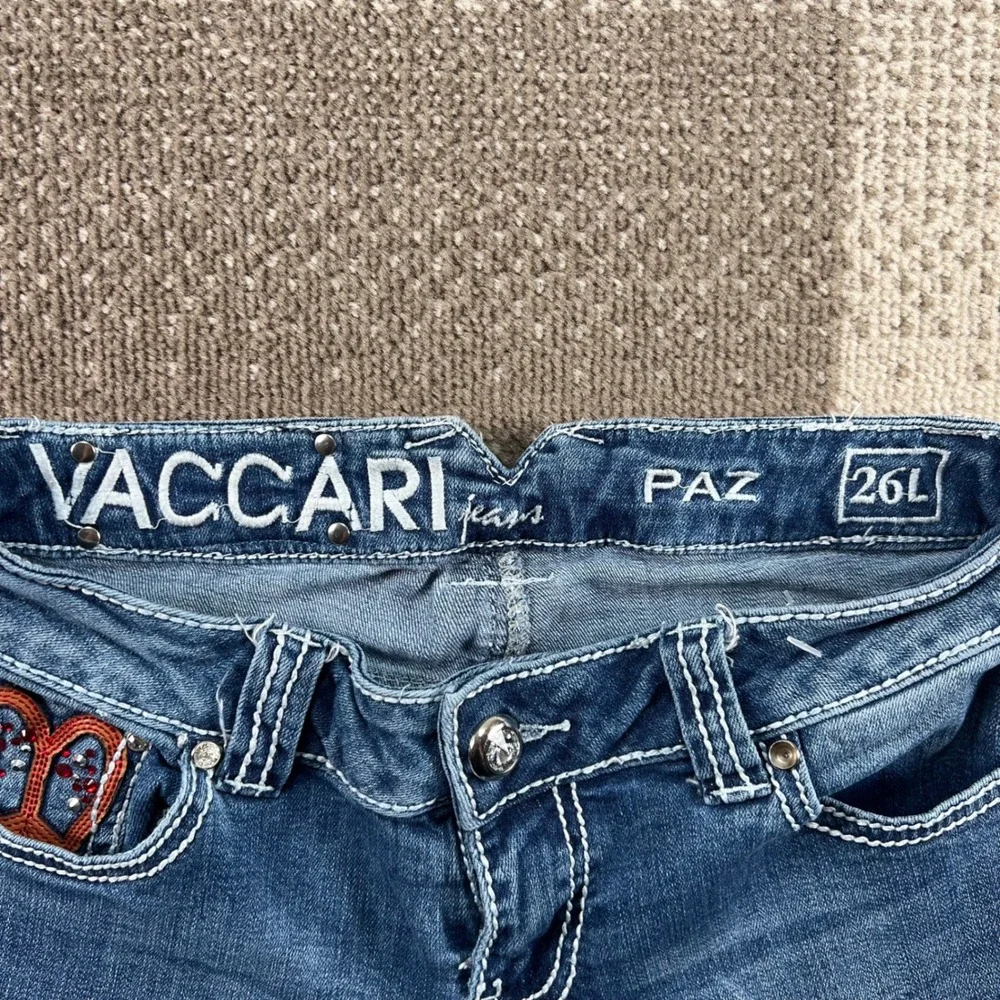 Vaccari Paz Women 26L Blue Denim Bootcut Jeans Embellished‎ Rhinestone Western
